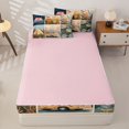 thumbnail image 4 of Manfei Adventure RV Car Zipper Full Size Comforter Sets with Fitted Sheet and 2 Pillowcases,Vintage Flowers Zipper Bedding Set,Beige Teal,Reversible, 4 of 7