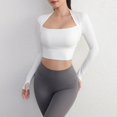 thumbnail image 4 of Camiseta deportiva con cojín en el pecho para mujer, camisas de manga larga Pra Speed Up, ropa corta elegante para danza y Yoga, cinturilla pequeña para gimnasio, 4 of 5