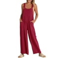 thumbnail image 1 of B91xZ Combinaisons Décontractées Sans Manches pour Femmes Mode Ample en Lin, Rouge P, 1 of 5