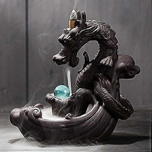 Incense Holder Ceramics Dragon Incense Cones Burner Incense Stick Holder Backflow Incense Burner with 100 Free Cones Hom