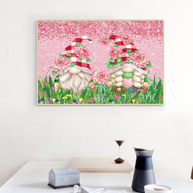 Cuadros Decorativos Pintura de diamante 5D DIY Taladro redondo completo Dos duendes Kit Decoración del hogar Arte DQrwqpou embutido en tela