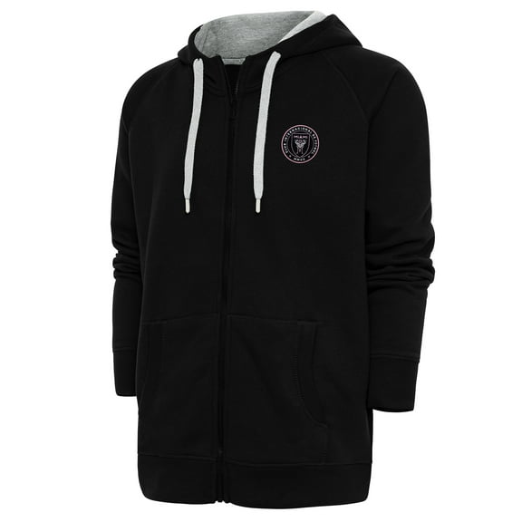 Men's Antigua Black Inter Miami CF Logo Victory Full-Zip Hoodie