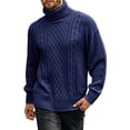 thumbnail image 2 of FYDUU Men's Sweater Pullover Male Turtleneck Sweaters Solid Color Casual Pullover Sweater Long Sleeved Knitted Sweater Top Fashion Golf Sweaters, 2 of 4