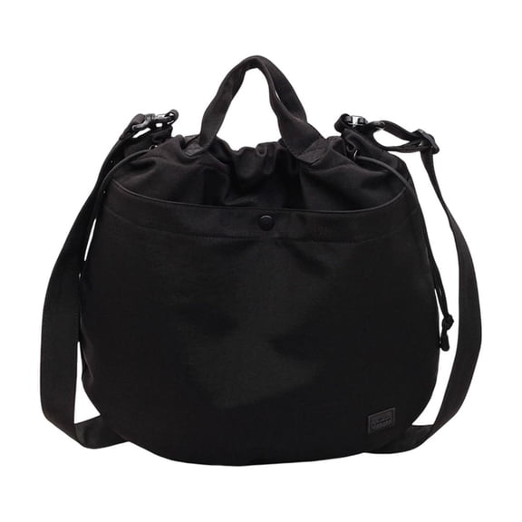 Large Drawstring Tote Bag, Japanese Style Nylon Shoulder Bag for Casual Travel and Work, Spacious and Lightweight Daypack for Everyday Use, Men and Women Unisex Carryall