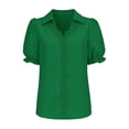 thumbnail image 4 of Breezora Elegant Puff Sleeve Blouse for Women Evening Square Neck or V Neck Hollow Out Chic Tops Special Occasion Wear XXL Size Green, 4 of 9