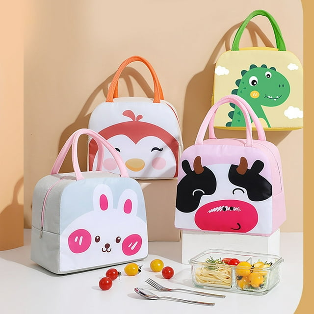 Fiambrera escolar, bolsa térmica de dibujos animados, bolsa de almuerzo grande para niños, bolsa de almuerzo linda, instalación sin esfuerzo