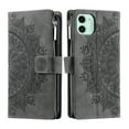 thumbnail image 3 of Nalacover for iPhone 11 Embossed Floral Pattern PU Leather Crossbody Case with Shoulder Strap,Shockproof Magnetic Flip Kickstand Credit Card Slots Zipper Pocket Wallet Phone Case,Gray, 3 of 10