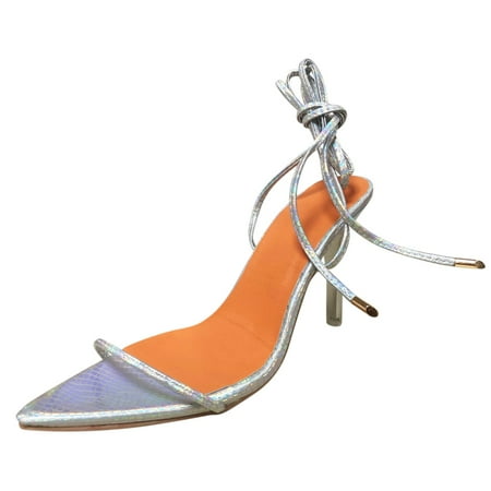 

simu Women s Sandals Comfortable Fashion Spring And Summer Women Sandals Print Pointed Toe High Heeled Strap Sandals Sandals Shoes Casual