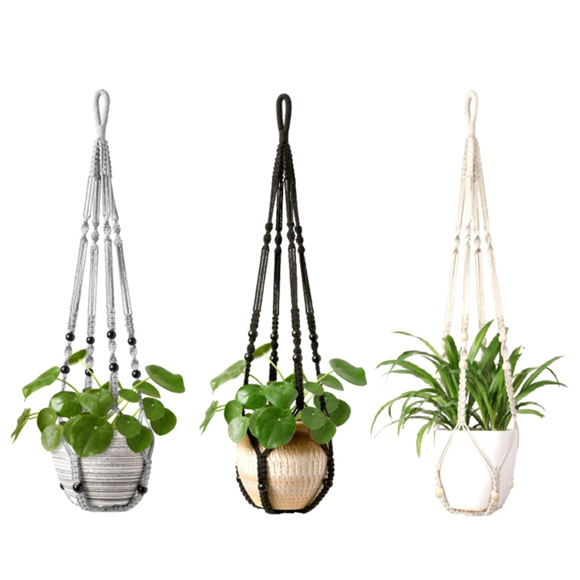 Handmade Macrame Plant Hanger Indoor Hanging Planter Basket Woven Cotton Rope Flower Pot Crochet Plant Holder Stand