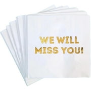 We Will Miss You Cocktail Napkins - 50 Pack White - Farewell, Going Away, Retirement Party Decorations Supplies, Coworkers Leaving Goodbye, Military Army Good Luck, Moving Celebrations