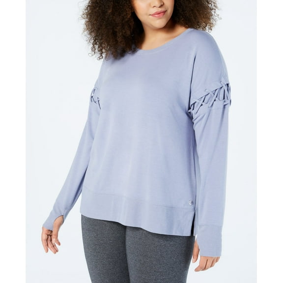 Ideology Womens Activewear Crisscross Sleeve Sweatshirt;2X