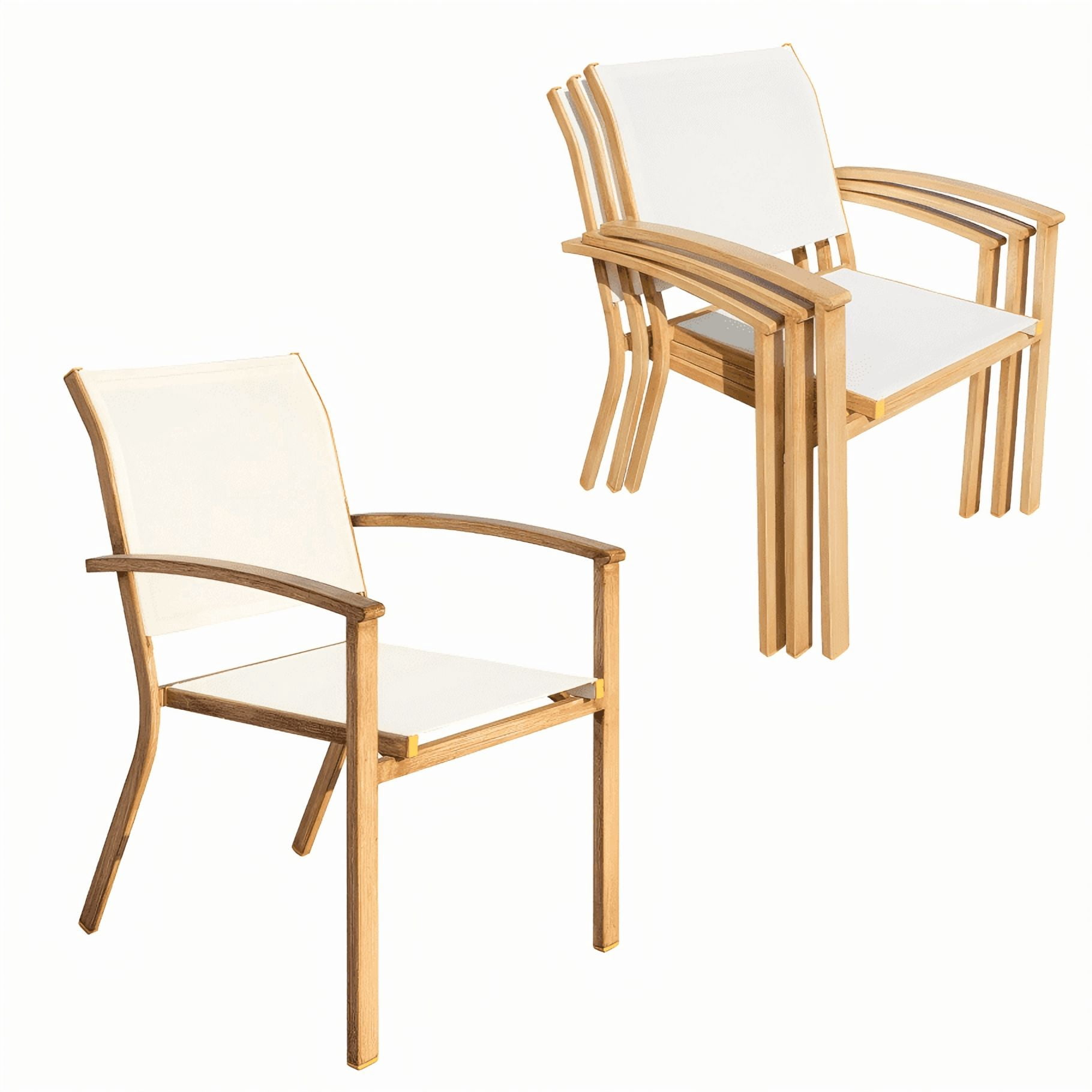 MOONMISS Set of 4 Outdoor Stackable Patio Chairs with Arms Wrought Iron Textilene for Garden Yard Deck