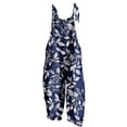 thumbnail image 2 of Inverlee Linen Overalls for Women Navy Botanical Print Jumpsuits Casual Loose Adjustable Straps Sleeveless Rompers with Pocket Multicolor XXL, 2 of 5