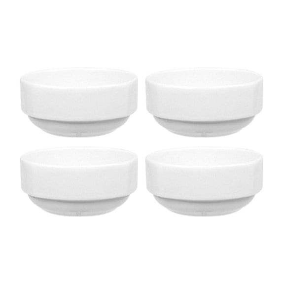 Porcelain Mimoza dia.4" h:1.5" 8 oz. Round White Porcelain Bowl (Set of 4)