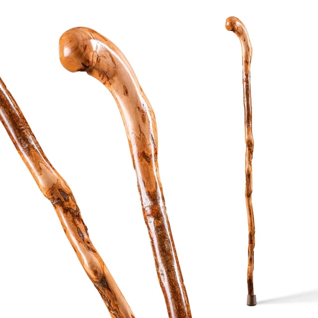 Bastón de madera rústica Brazos, madera noble, mango estilo perilla, para hombre y mujer, fabricado en EE. UU., 94 cm