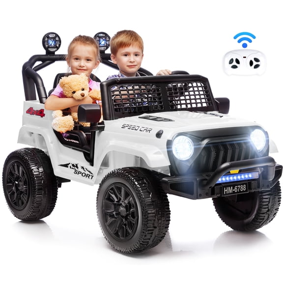 BKIRNP 24V 2-Seater Kids Electric Car,24V 4-Wheel Battery Car,Ride on Car with Remote Control,Ride on Toys for Boys or Girls,White