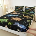 thumbnail image 3 of Homewish Dinosaurs Print Full Size Sheets,Jungle Dino Bed Sheets,Green Brown Deepblue Sheet Sets For Teens Boys,Luxury Bedroom Decor,4 Pieces, 3 of 7