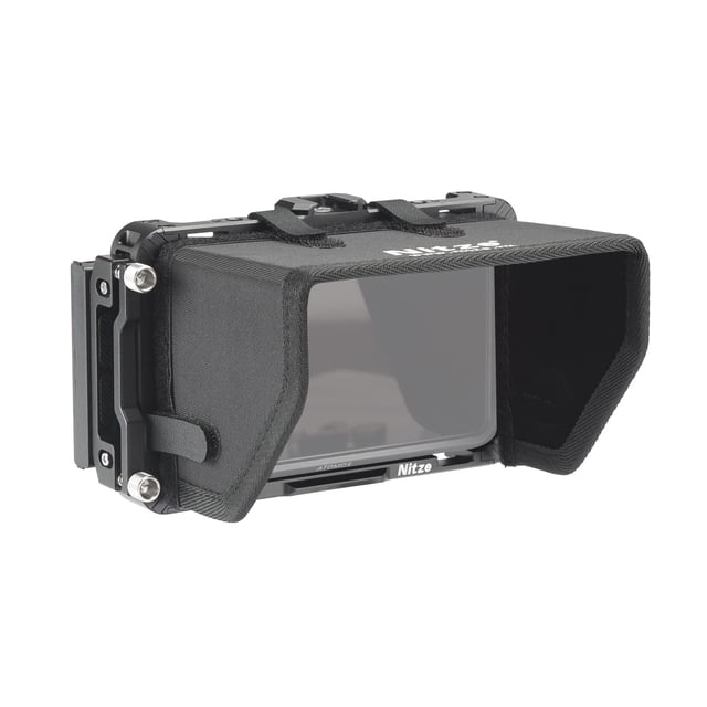 Kit de soporte de monitor Nitze Ninja V para Atomos Ninja/Ninja Ultra/Ninja V/Ninja V Plus/Shinobi/Zato Connect con parasol, abrazadera de cable HDMI, riel OTAN y Cold Shoe