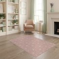 thumbnail image 2 of ODIKA 4'x6' Blush Pink Floral Dot Border Tufted Design Washable Area Rug Whimsical Botanical Motif With Moon Accents And Delicate Leaf for Home Office, Under Desk, Non-Slip Chair-Friendly, Flatwoven, 2 of 7