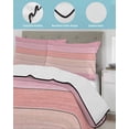 thumbnail image 4 of Quilts Queen Size Bedding Set, Pink Wooden Grain Lightweight Quilted Comforter, Vintage Chic Geometric Textured Soft Reversible Bedspread Coverlet with Pillow Covers for All Season, 90" x 96", 4 of 7