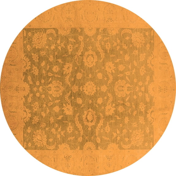 Ahgly Company Indoor Round Oriental Orange Traditional Area Rugs, 5' Round