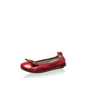 Yosi Samra Patent Leather Bendable Ballet Flat with Red Chunky Glitter Bow 6C/Infant