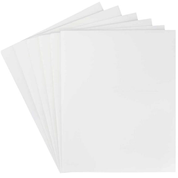 JAM Paper Heavy Duty Plastic Two Pocket Presentation Folders, White, 6 Pack