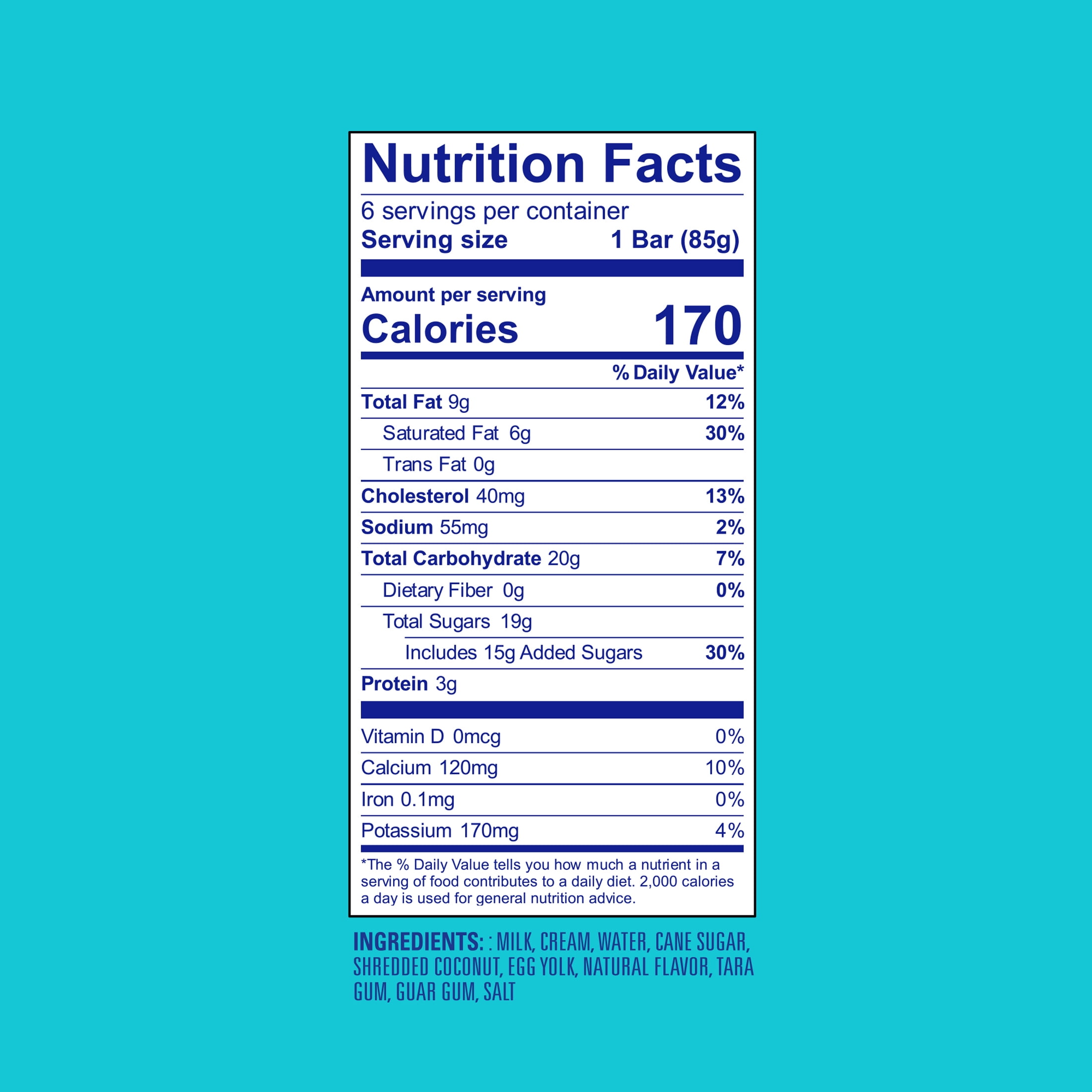 Helados Mexico Coconut Ice Cream Bars, Frozen, Gluten-Free, 16.5 fl oz, 6 Count