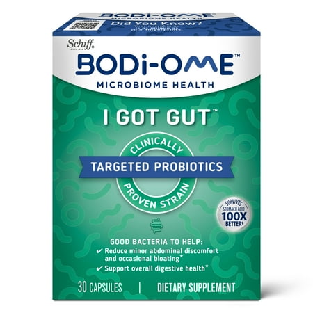 Bodi-Ome I Got Gut Targeted Probiotic Capsules (30 count), Clinically Proven Strain, Supports Immune and Digestive Health*, Survives Stomach Acid 100X Better‡, Microbiome Health, Gluten Free