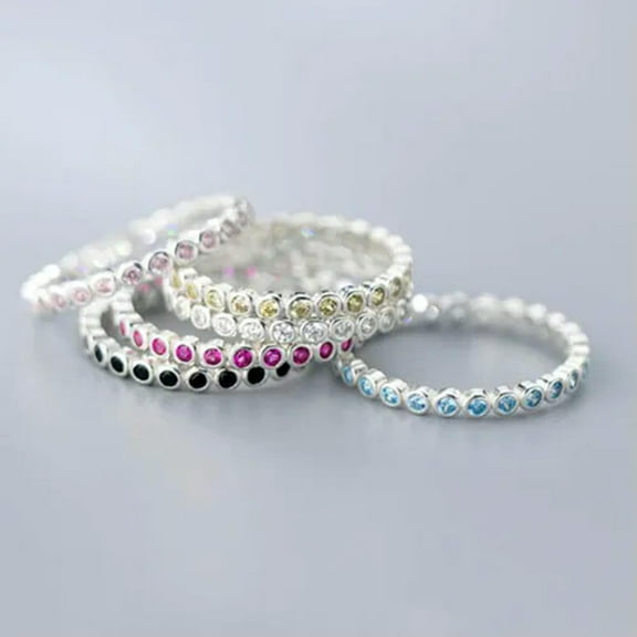 EOEMY Cz Thin Dainty Band 925 Sterling Silver Knuckle Midi Stackable Pinkie Ring A3095-Yellow-3.5