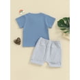 thumbnail image 3 of Bagilaanoe 2pcs Toddler Baby Boy Girl Shorts Set Short Sleeve Letter Print T Shirt Tops + Shorts 6M 12M 18M 24M 3T Kids Casual Summer Clothes, 3 of 7