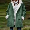 thumbnail image 2 of Wensltd Warm Long Sleeve Jacket for Women Plus Size Fleece Lining Coat Button Winter Outerwear with Pockets, 2 of 5