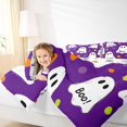 thumbnail image 3 of Feelyou Kawaii Ghost Boo Twin Comforter Sets, Cute Polka Dot Bedding Set, Purple White, Halloween Reversible, 2-Piece, 1 Comforter and 2 Pillowcases, 3 of 7
