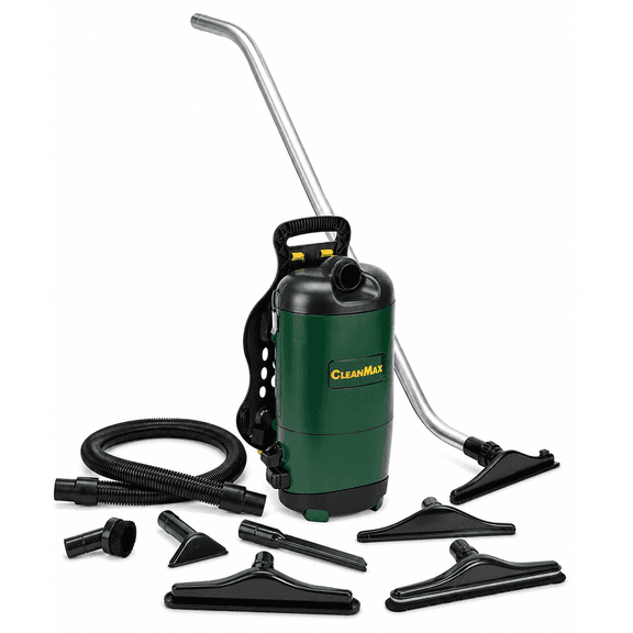 CleanMax CMP-6 Backpack Vacuum, 6 Qt, HEPA, 110 CFM, 50 ft Cord, 7 Tools, Green