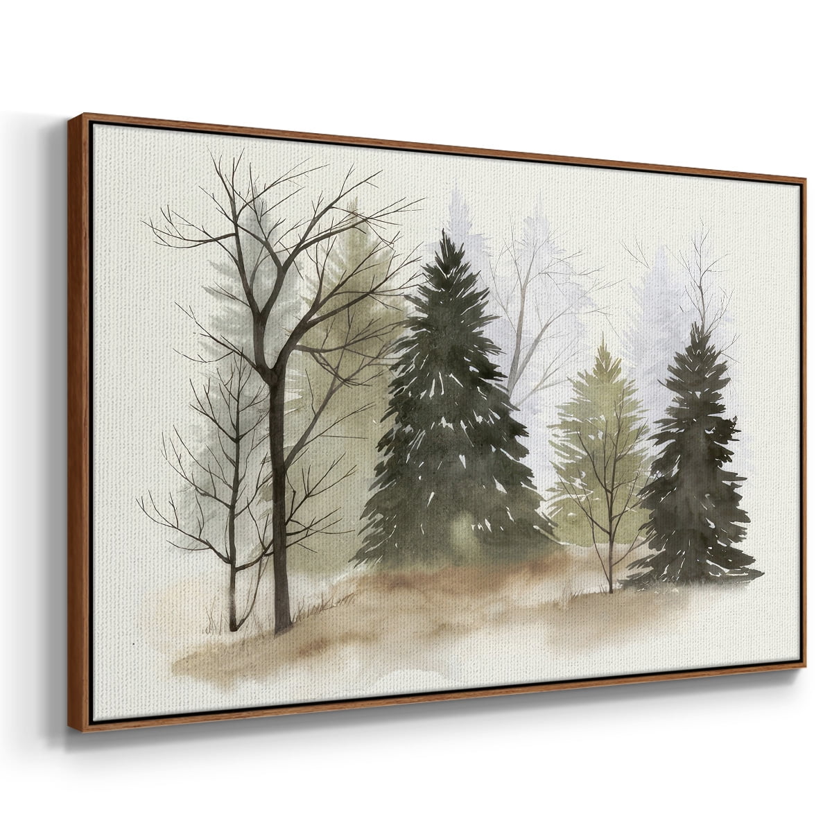 In the Mist II - Framed Gallery Wrapped Holiday Canvas - 17 x 25 - Rosewood Frame