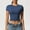 Dark Blue, variant on Crew Neck Women'S Shirts Short Sleeve Black Yoga Clothing Pull-on T-Shirts Refreshing Modern Solid Tops Black,S