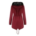 thumbnail image 3 of SWSMCLT Women's Winter Parka Coat Fall Parka Hood Pocket Coats Snow Casual Long Sleeve Zipper Snap On Detachable Burgundy 16, 3 of 5