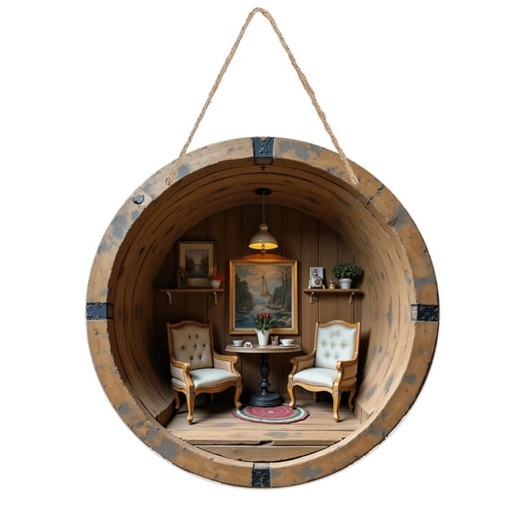 Rustic Round Wooden Wall Art Sign, 8" Decorative Home Decor, Vintage Vintage Room Designs, Easy Hang, Gift-Ready for Christmas Living Room Bedroom Kitchen Office