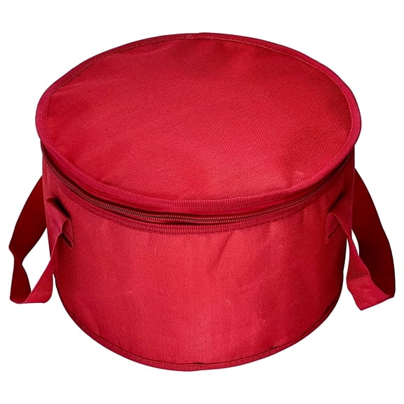 2 Pack 11X7 inch Round Insulated Thermal Pie Carrier Slow Cooker Bag,Reusable Insulated Cake Carriers Casserole Carrier Cooler Bags for Potluck,Picnics,Collapsible Lunch bag for Delivery (Red Color)