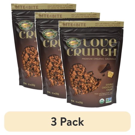 (3 pack) Love Crunch Organic Double Chocolate Chunk Granola, 11.5 oz Bag