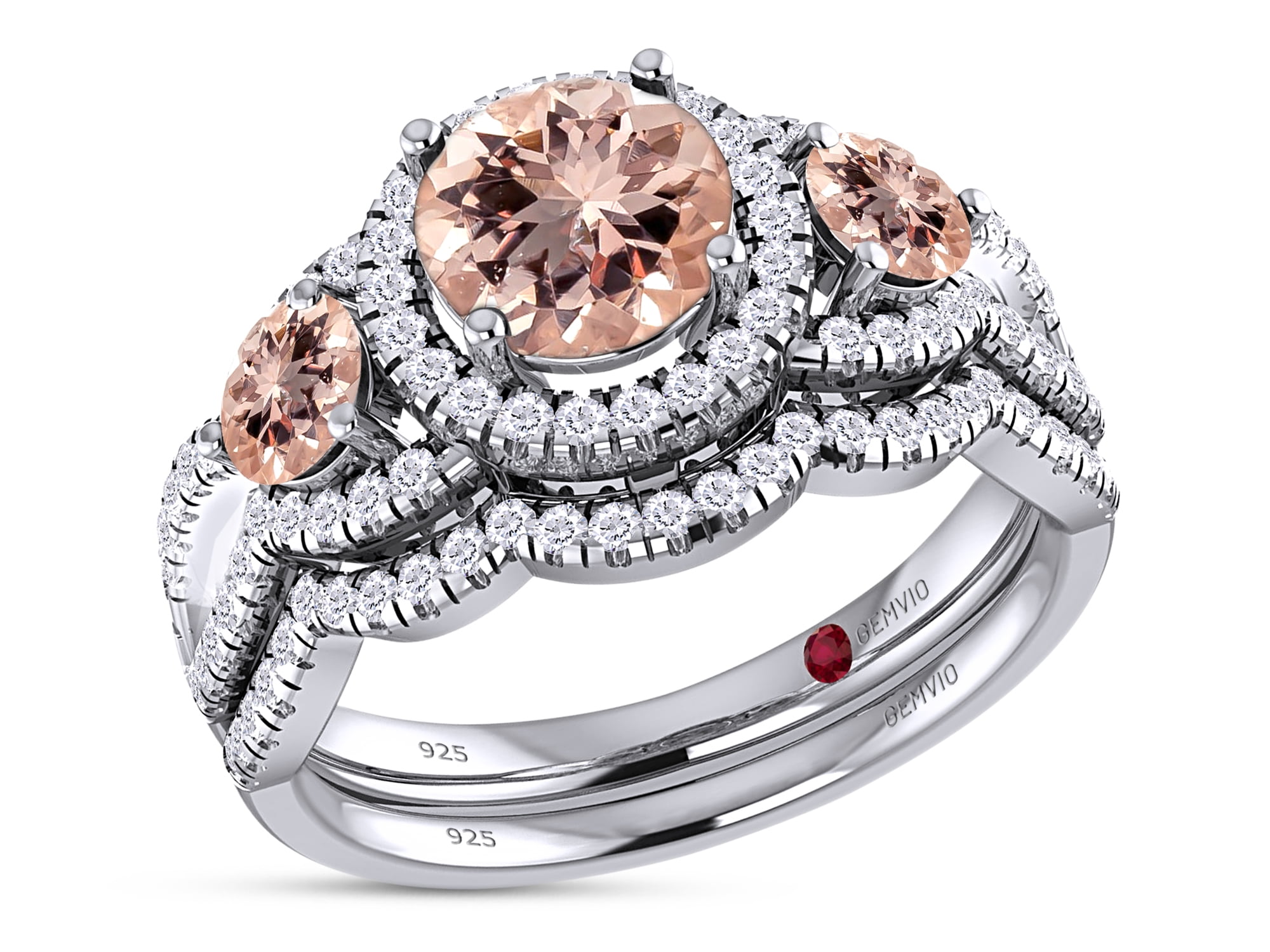 Wishrocks Round Cut Brown Cubic Zirconia Cluster Ring in 14K White Gold Over Sterling Silver 