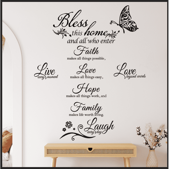 TACYKIBD 3 Sheets Vinyl Wall Quote Stickers Love Family Inspirational Wall Stickers Motivational Wall Decals Bible Verse Inspirational Sayings for Home Wall Decorations (Classical Style)