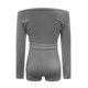 thumbnail image 5 of Mono corto informal de vendaje estampado con cuello en V y manga larga para mujer a la moda Pompotops  ulkah944864, 5 of 5