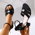 thumbnail image 5 of Xijirk Sandals Women Adjustable Buckle Suede Woven Detail Solid Block Heel Sandals Daily and Beach Wear,6, 5 of 7