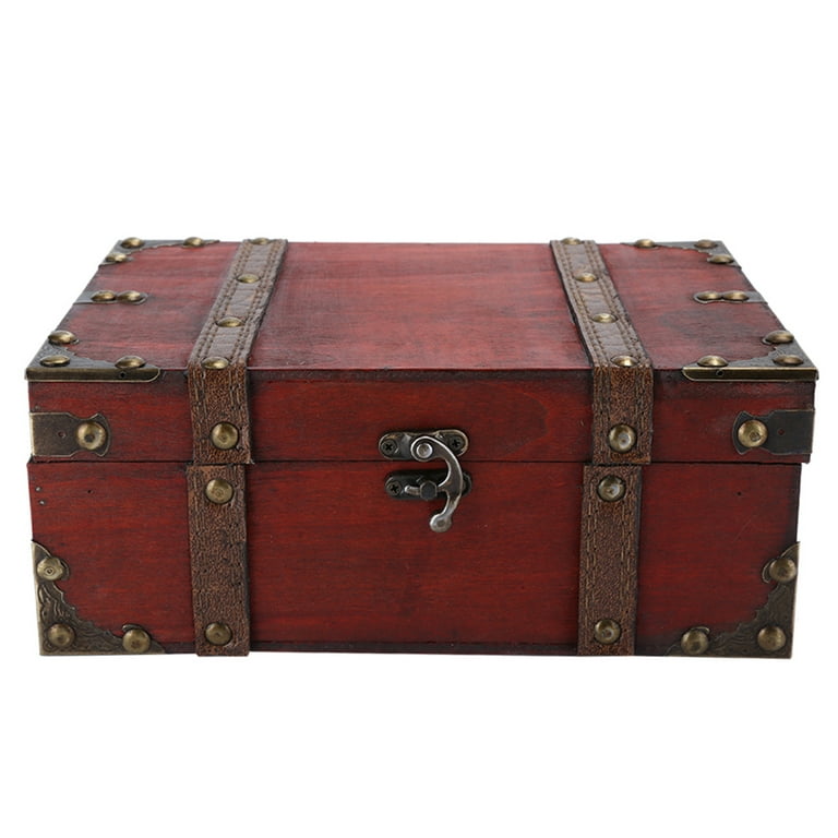 Mgaxyff Wooden Jewelry Box Vintage Square Jewelry Storage Box
