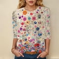thumbnail image 2 of Towmus Womens Summer Tops 3/4 Sleeves T-Shirts Round Neck Cute Tunic Tops Basic Tees Blouses Loose Fit Pullover Shirt Dressy Tops for Women, 2 of 4