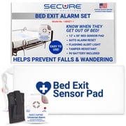 Secure Bed Alarm for Seniors - 12" x 30" Pressure Sensor Pad, 80 dB Monitor with Holder - Elderly Fall Prevention, Dementia Patients, Seniors
