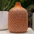 thumbnail image 5 of Faryn Distressed Diamond Pattern Vase – Decorative Ceramic Flower Vase for Home, Table, and Living Room Décor (Size- 6.50"x10.00"H, Yellow), 5 of 11