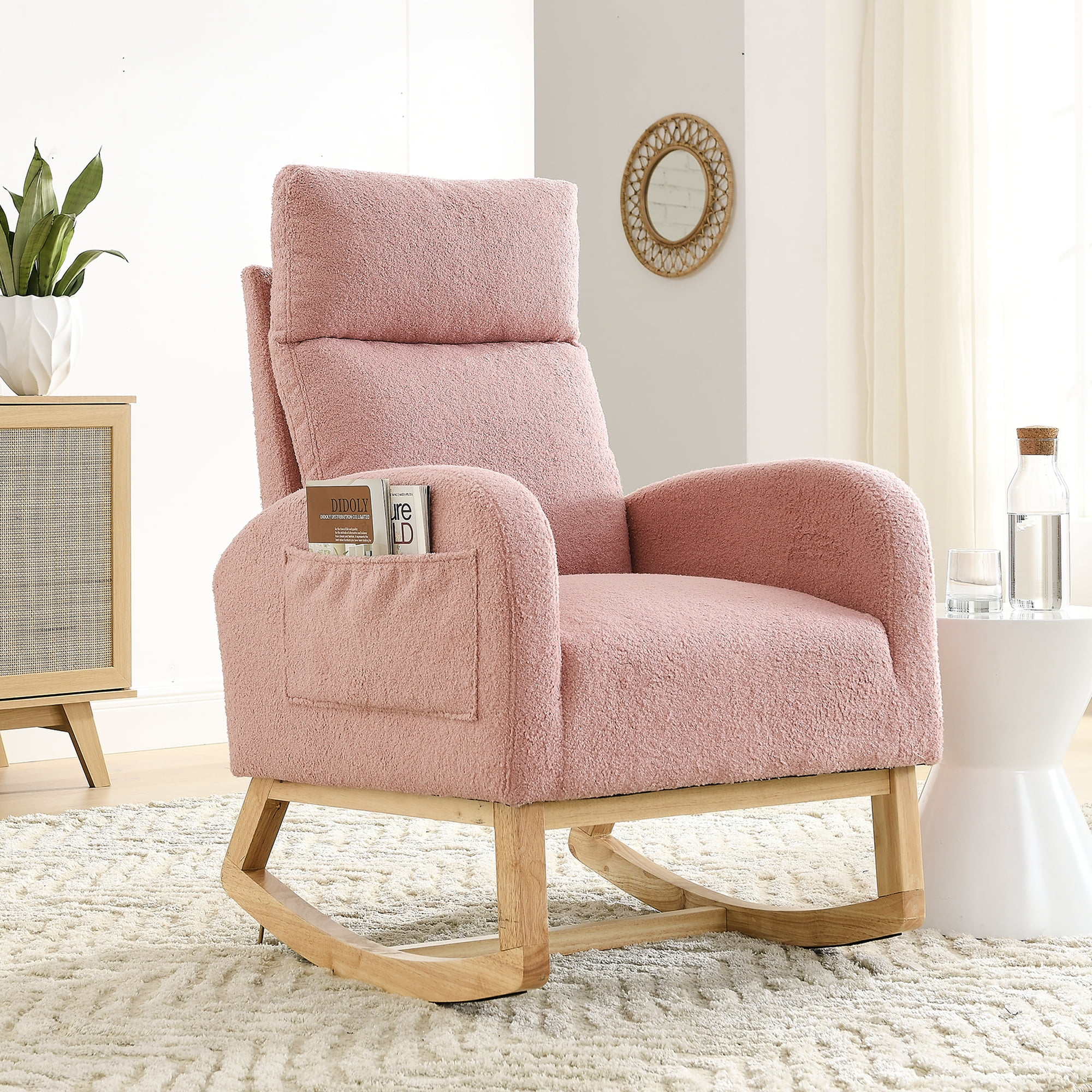 SYNGAR Modern Rocking Chair, Upholstered Fabric Accent Rocker Chair