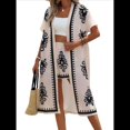 thumbnail image 3 of Bohemio Floral de Corta para Mujer, Talla Grande, con Abertura Frontal, Conjunto de 2 Piezas para Verano Negro Albaricoque XL, 3 of 7